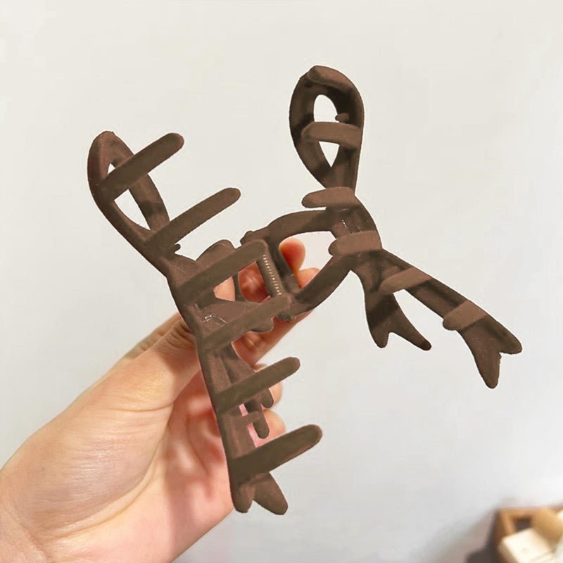 AIUPUOC Brown Hair Claw Clips for Women Winter Hair Clips Bow Hair Barrettes Brown Velvet Hair Pins French Hair Claw Clip for Thick Thin Curly Christmas Valentines Hair Accessories for Hair Styling 1Pcs - Image 3